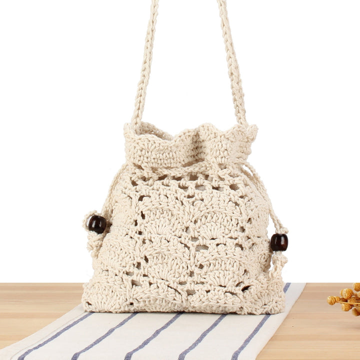 Handmade macrame shoulder bag with ruffled trim Kalsten