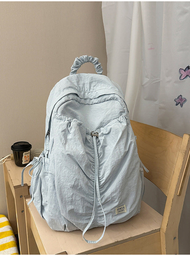 Casual Crinkled Fabric School Backpack