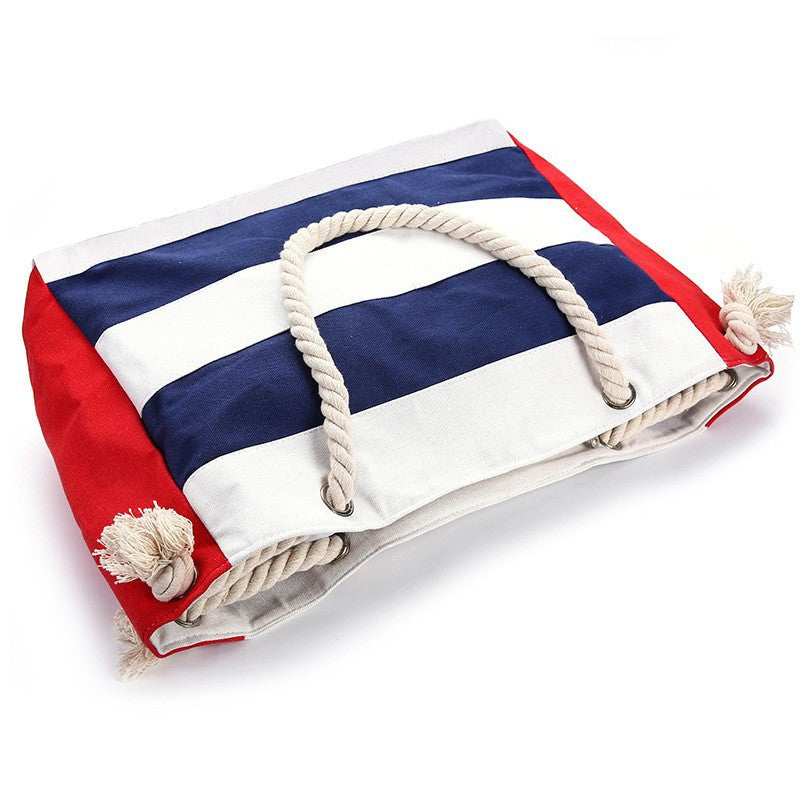 Shopping bag with maritime stripes and robust rope handles Kalsten