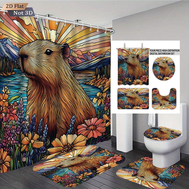Cute Bear-Themed Four-Piece Bathroom Set Kalsten