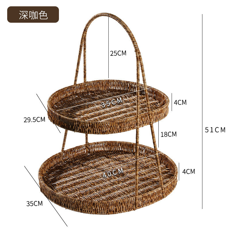 Two-Tiered Woven Storage Display Stand Kalsten