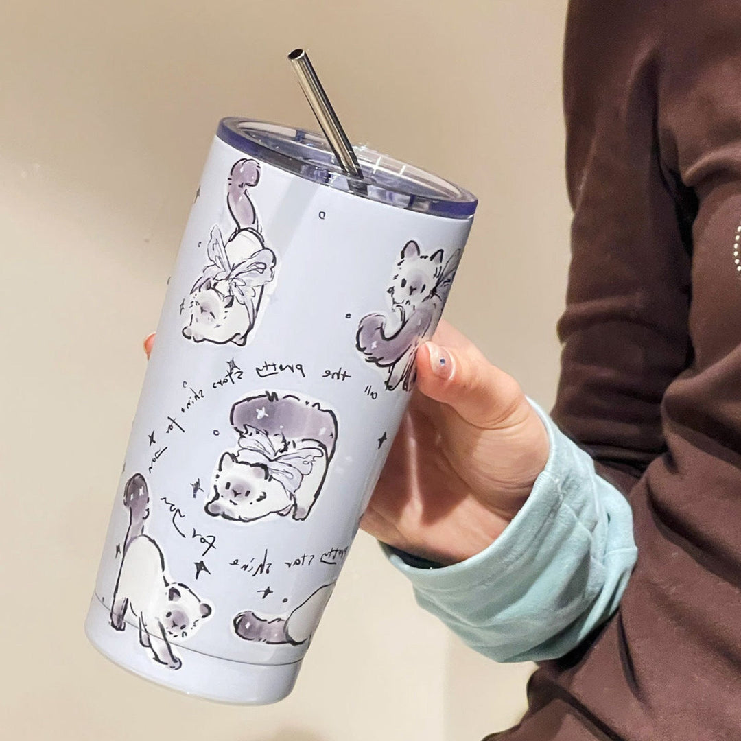 Women's insulated drinking cup with secure silicone lid and fun dog design Kalsten