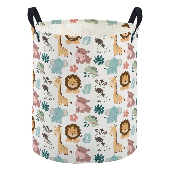 Collapsible Round Fabric Laundry Hamper With Butterfly Print Reinforced Carry Handles Waterproof Liner