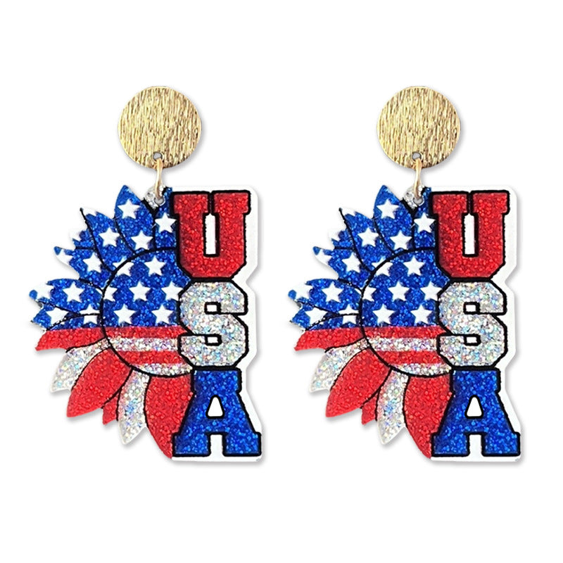 Women's shimmering statement earrings with star and fireworks design made of acrylic Kalsten