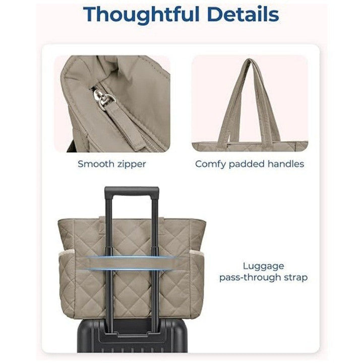 Quilted Tote Bag with Practical Outside Pockets Kalsten