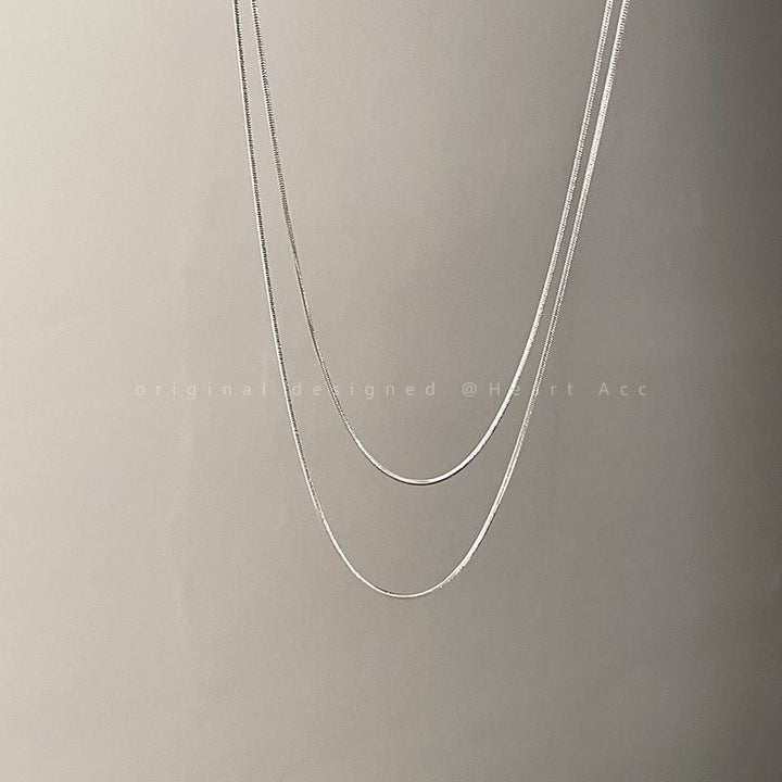 Layered Sleek Silver Chain Necklace Kalsten