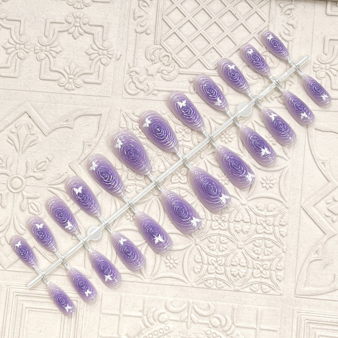Artistic Floral-Accent Press-On Nail Set Kalsten