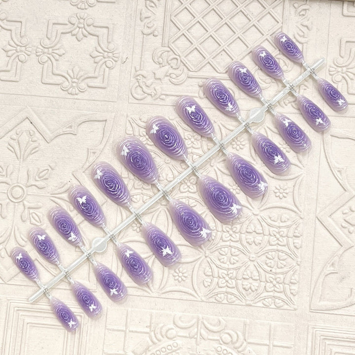 Artistic Floral-Accent Press-On Nail Set Kalsten