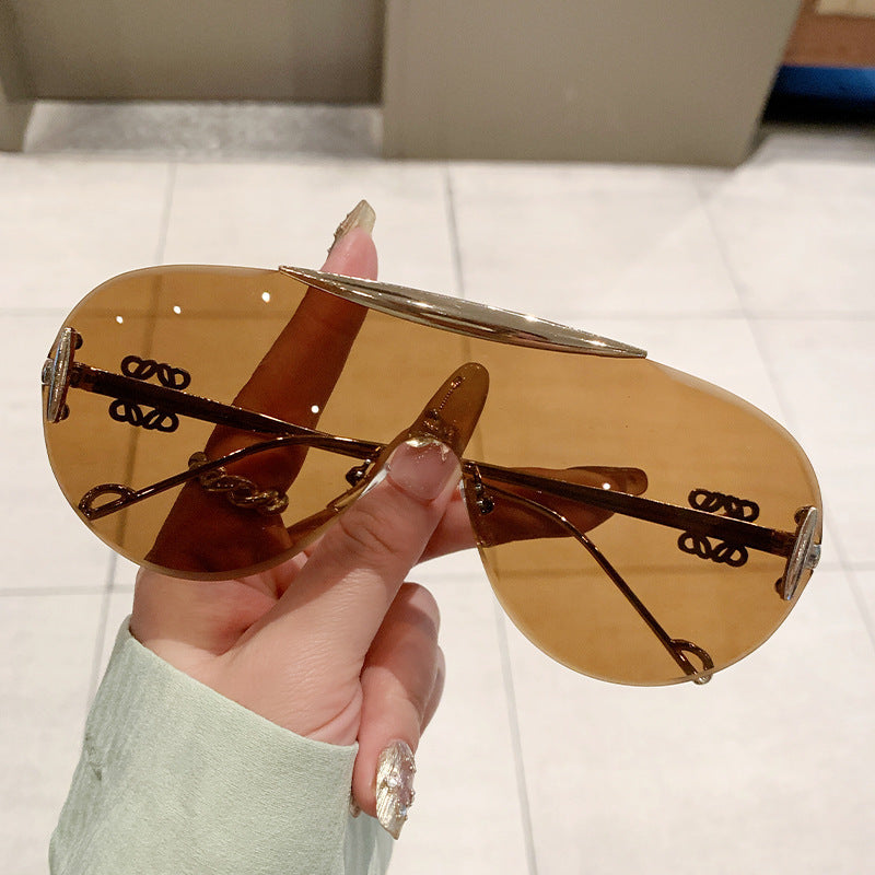 Women elegant oversized sunglasses with stylish transparent frame Kalsten