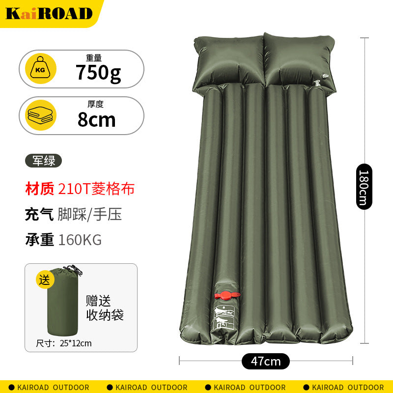 comfortable inflatable camping mat with integrated pillow and waterproof TPU surface Kalsten