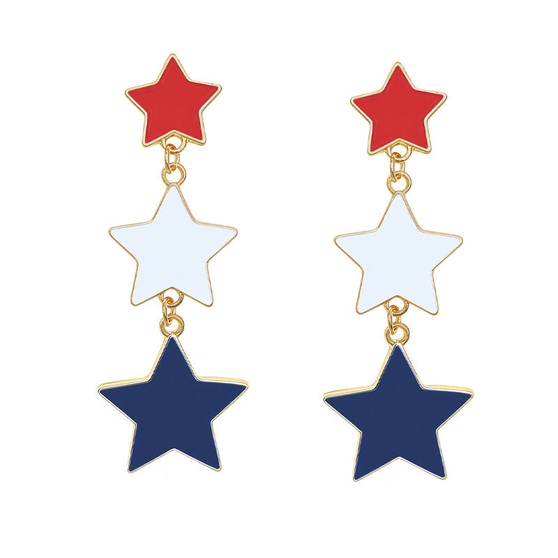 Women's stud earrings wing design enamel with star motif and fine alloy Kalsten