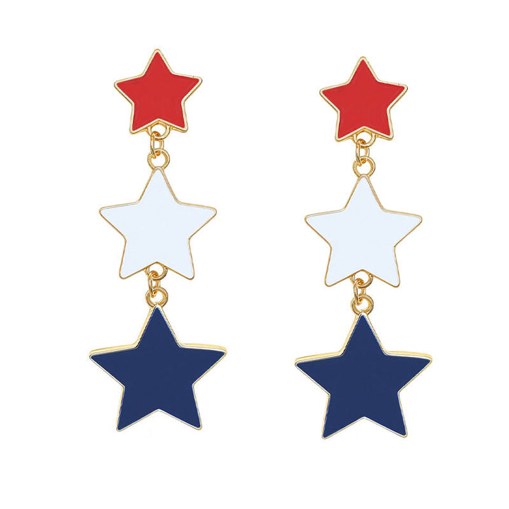 Women's stud earrings wing design enamel with star motif and fine alloy Kalsten