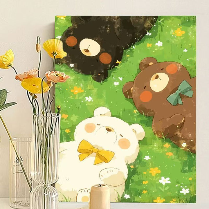 Cute Bear-Themed Art Canvas Print Kalsten