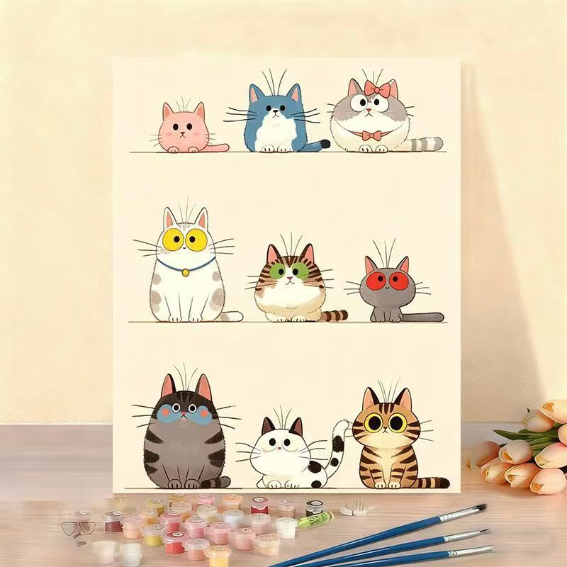 Cat-Themed Paint by Numbers Canvas Art Kit Kalsten