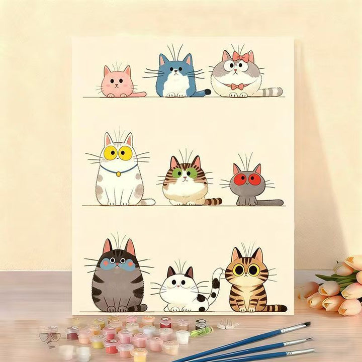 Cat-Themed Paint by Numbers Canvas Art Kit Kalsten