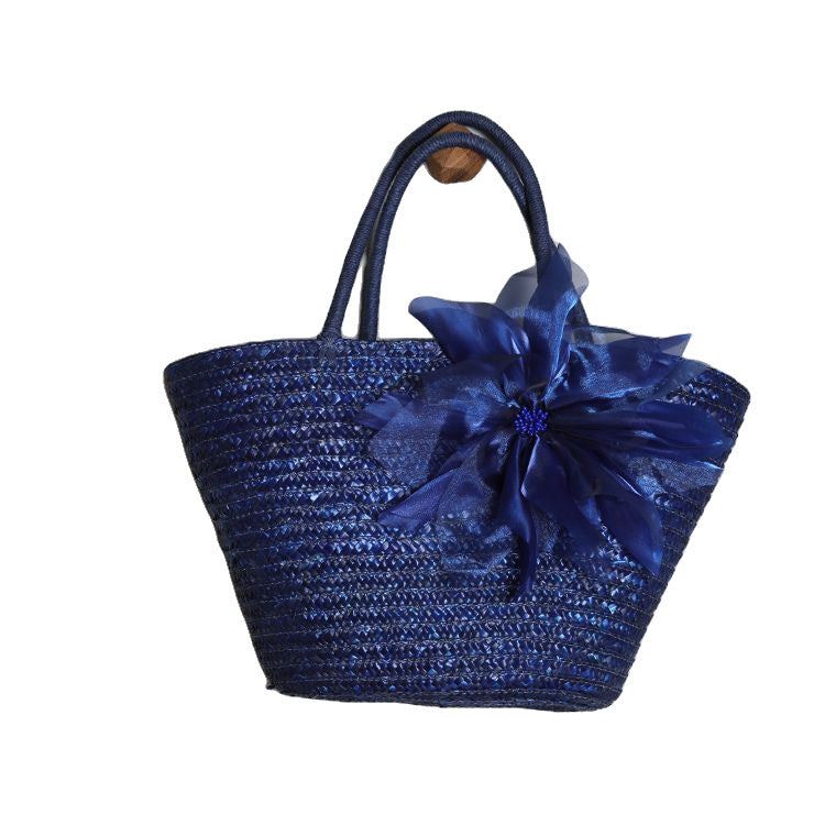 Stylish basket bag with eye-catching flower detail Kalsten