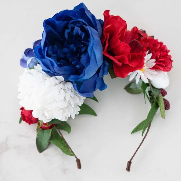 Women's flower crown headband with artistic roses and greenery Kalsten