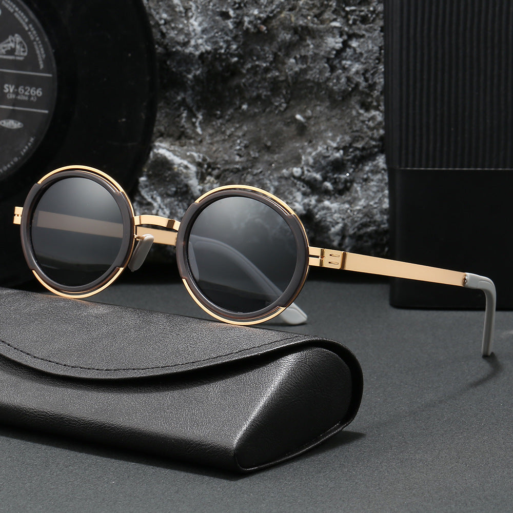 Women's fashionable round sunglasses with elegant metal frame Kalsten