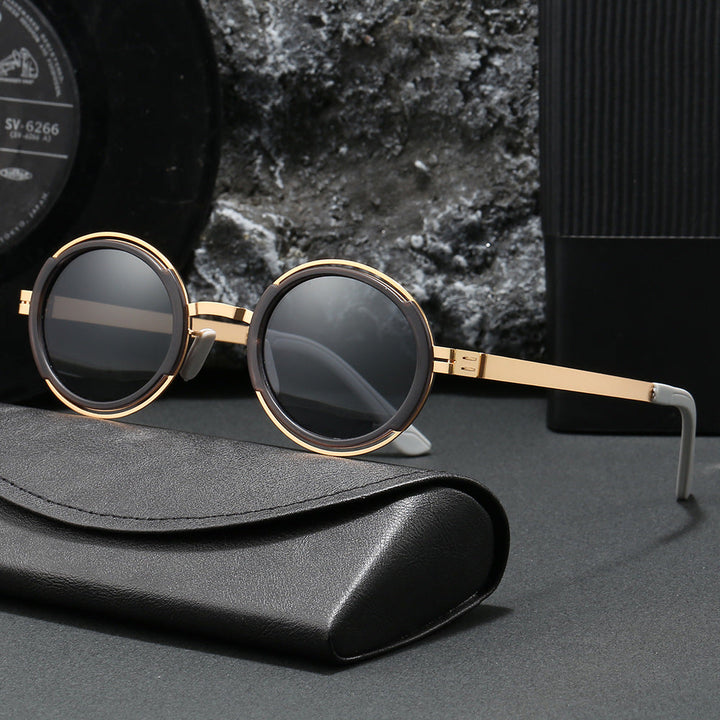 Women's fashionable round sunglasses with elegant metal frame Kalsten