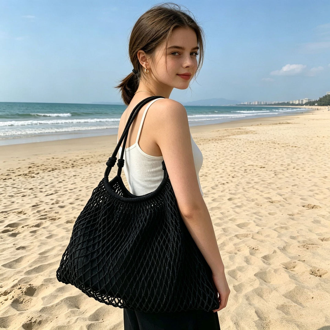 Mesh Beach Tote with Adjustable Drawstring Kalsten
