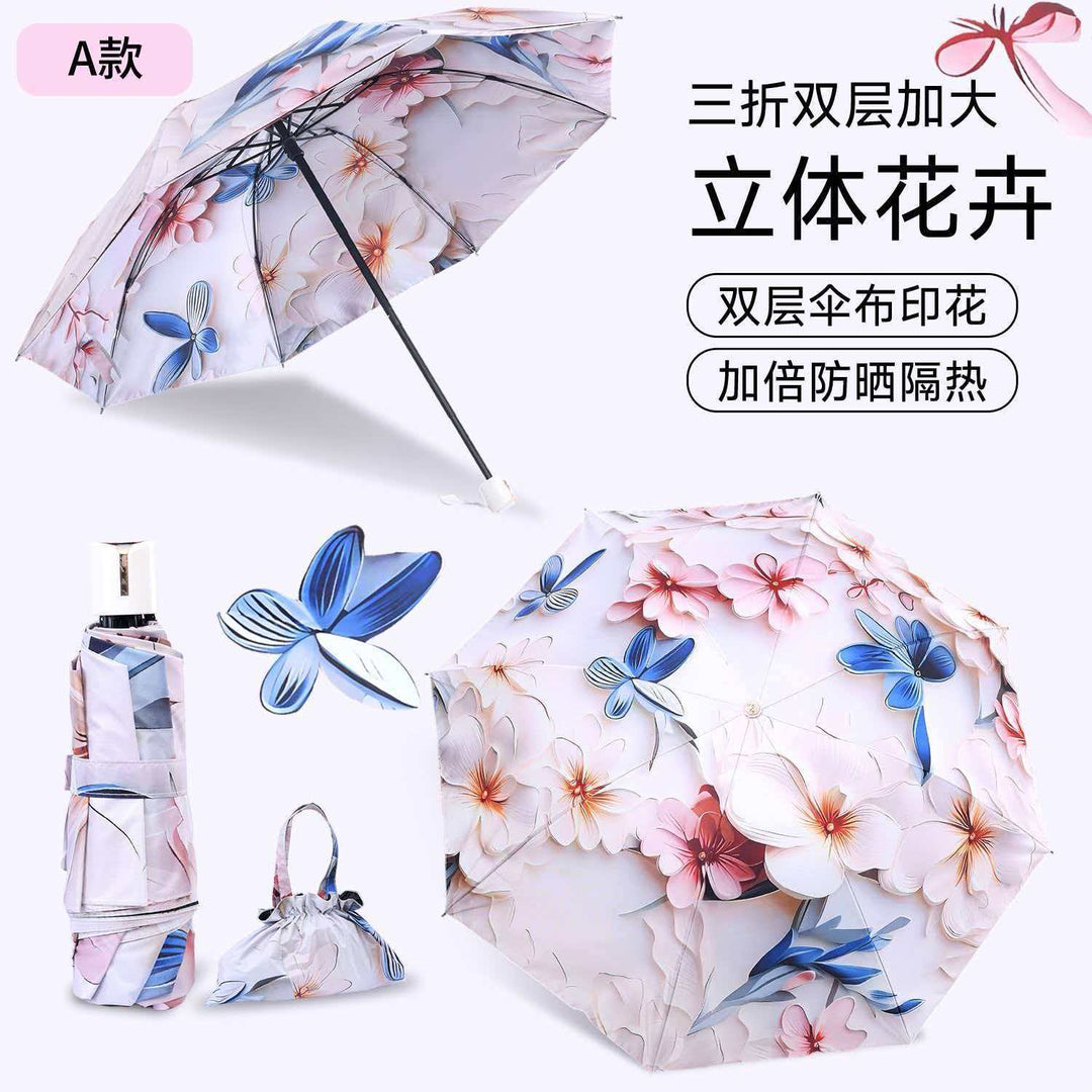 Ladies Folding Umbrella with Elegant Floral Design Kalsten