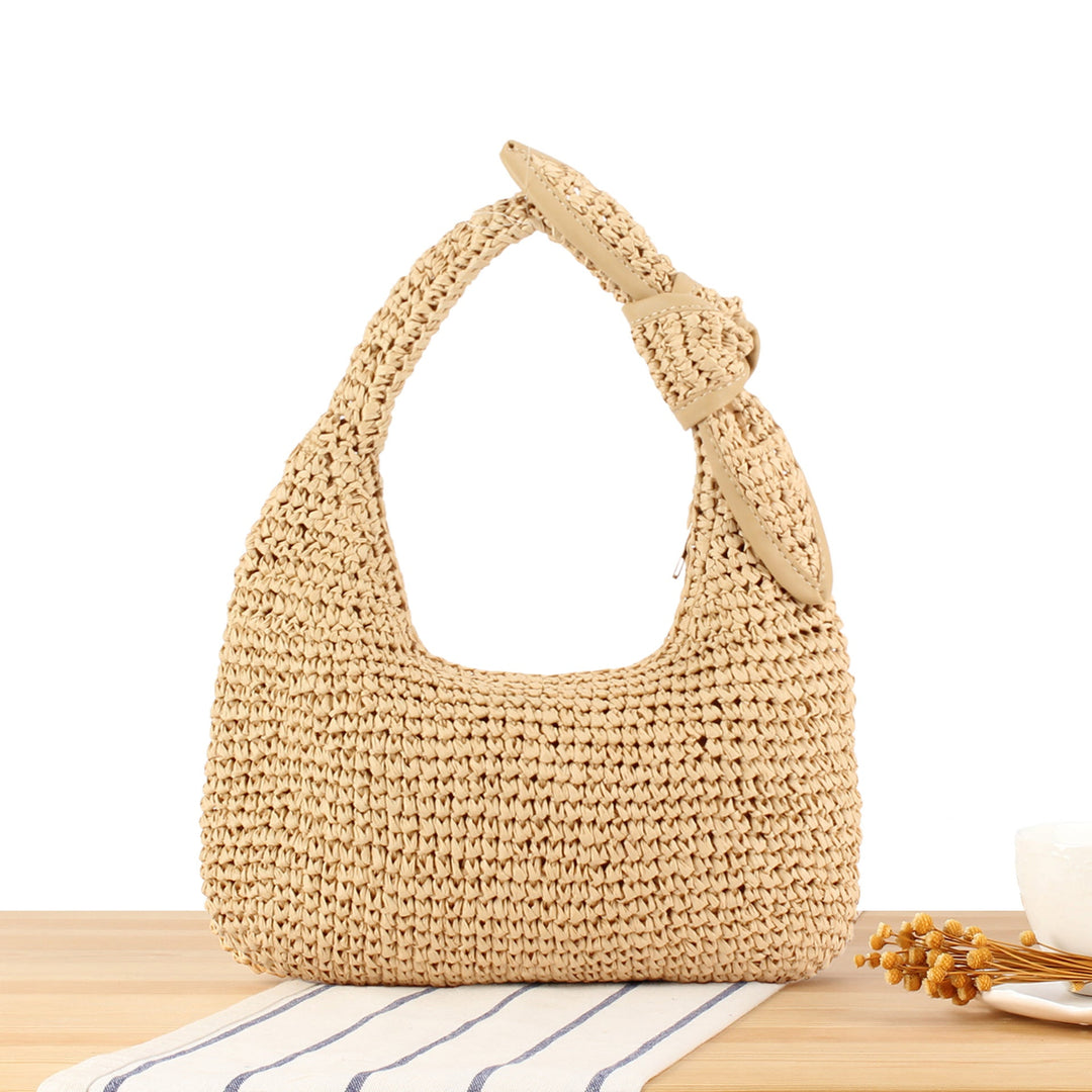 Shoulder bag made of hand-knotted natural material with stylish knot closure Kalsten