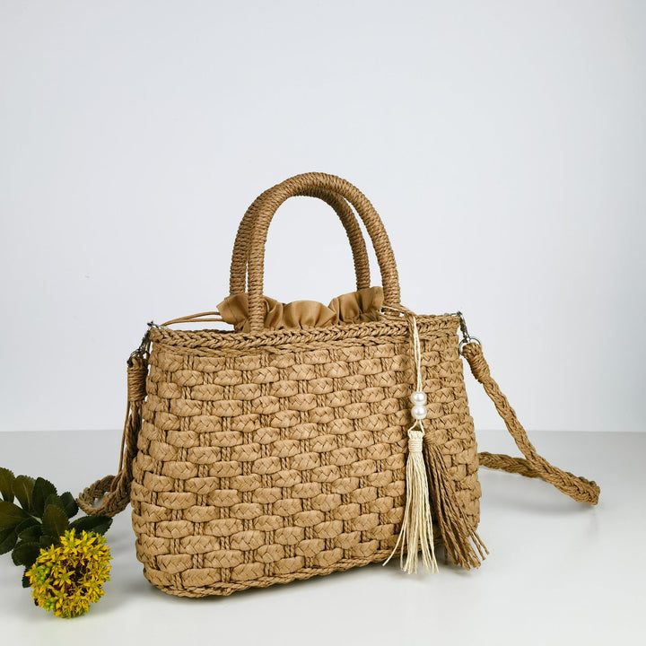 Woven Handbag with Drawstring Kalsten