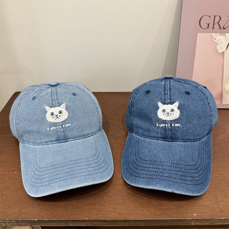 Women's Casual Cotton Baseball Cap with Cat Embroidery Kalsten