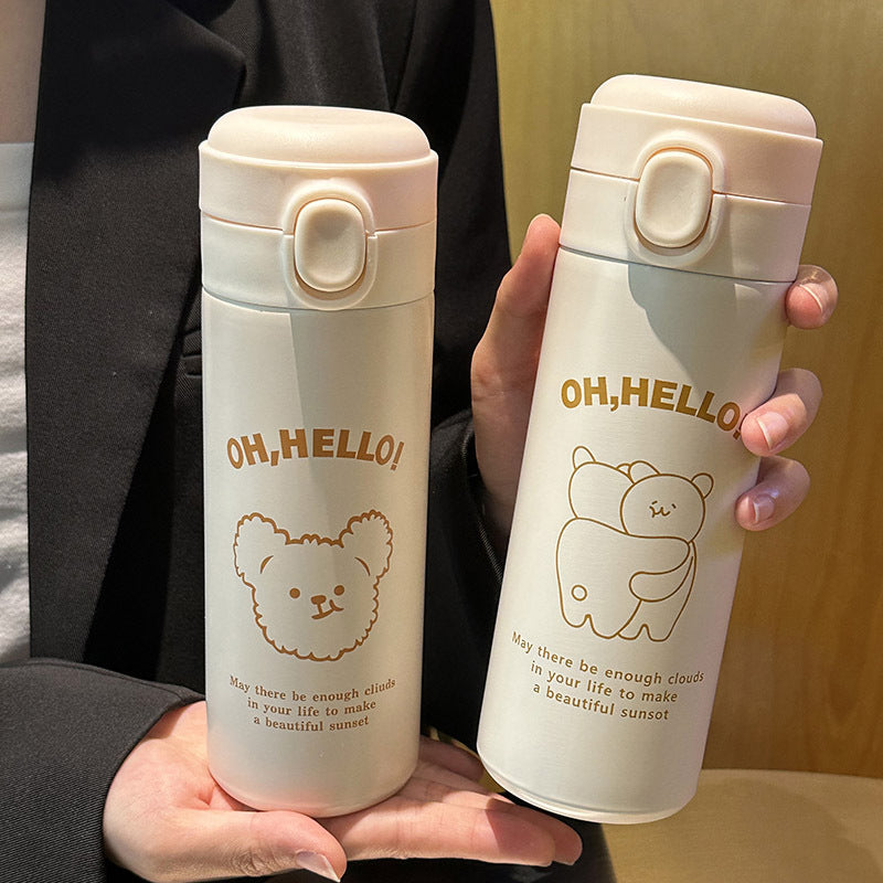 Ladies Insulated Drinking Bottle with Cute Animal Design and Practical Flip Top Kalsten