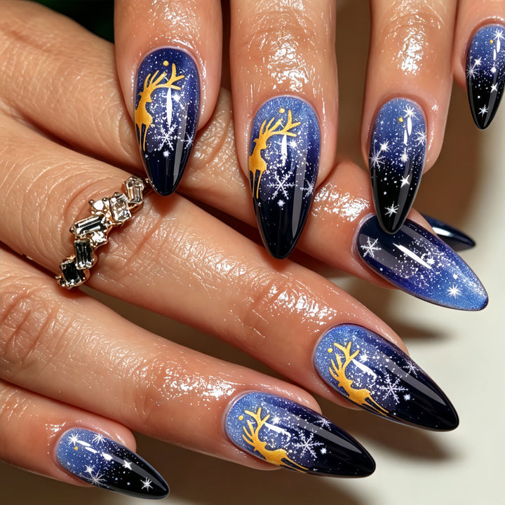 Artificial Nails in Elegant Winter Design with Sparkling Accents Kalsten