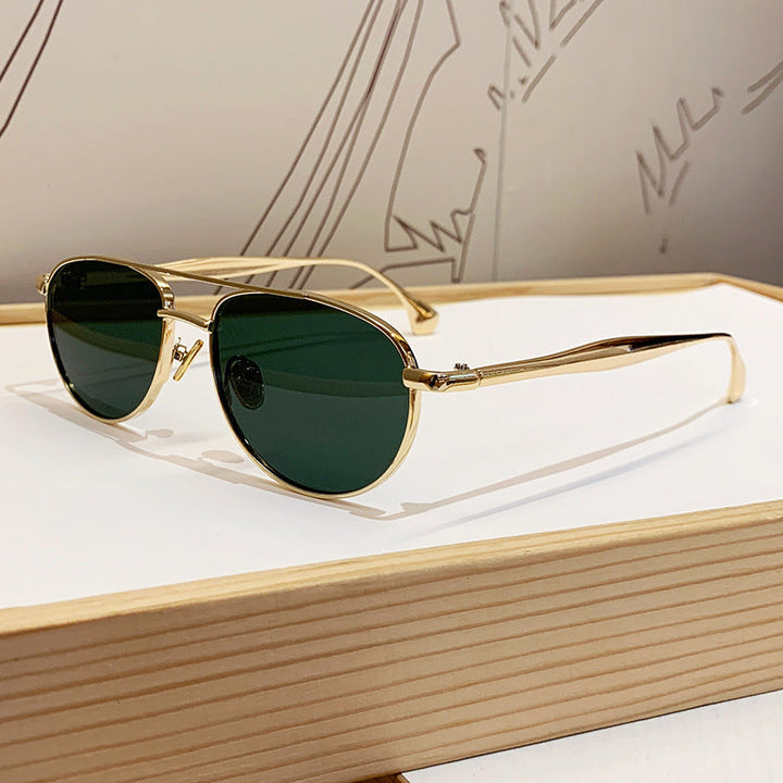 Ladies fashionable pilot sunglasses with elegant gold frame Kalsten