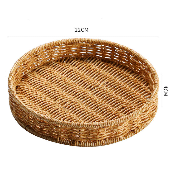 Handcrafted Round Woven Serving Tray Kalsten