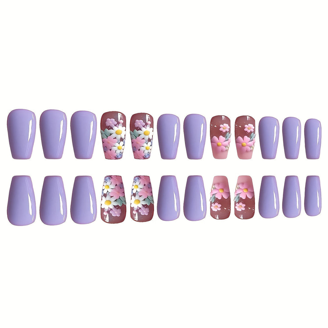 Flower-Decorated Press-On Nail Art Kalsten