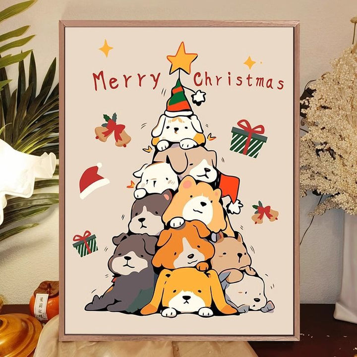 Whimsical Cat-Themed Holiday Canvas Art Print Kalsten