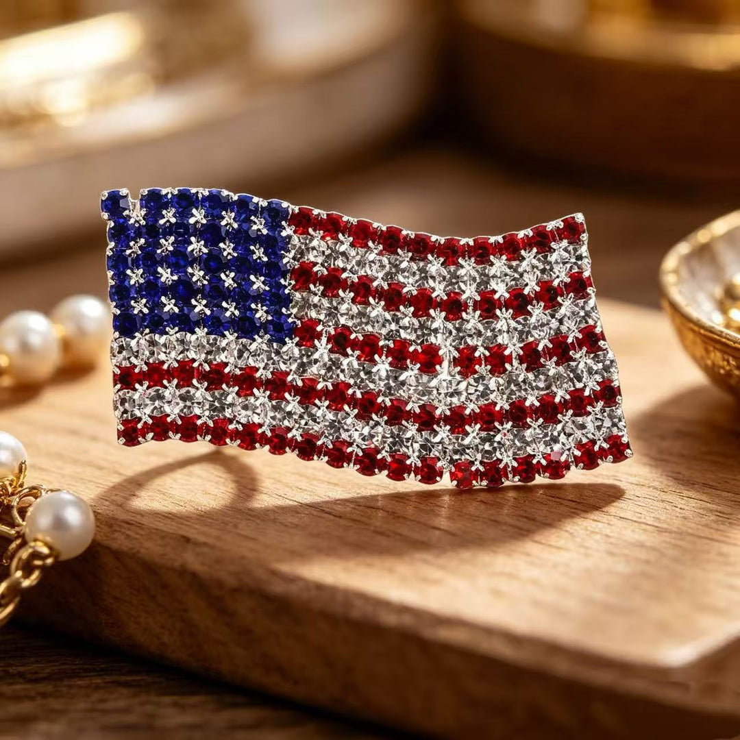 Women's Statement Earrings made of enamel with star and stripe motif and crystal embellishment Kalsten
