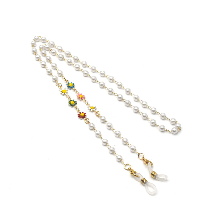 Elegant Pearl and Colorful Gemstone Eyewear Chain Kalsten