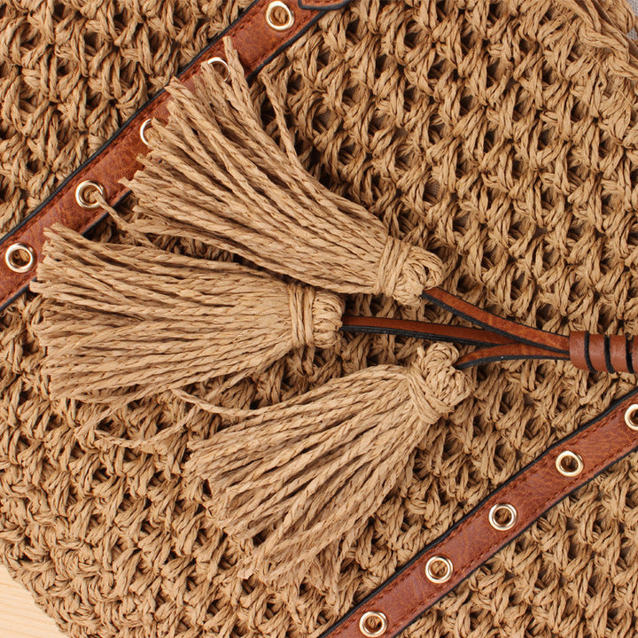 Large Braided Beach Bag with Elegant Contrast Handles Kalsten
