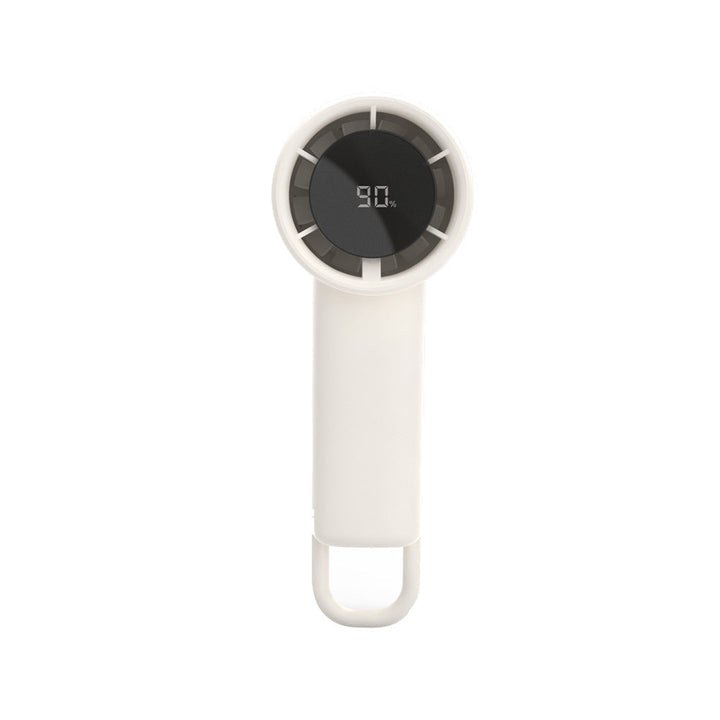 Unisex portable mini hand fan with digital battery display, quiet DC motor, and hanging loop Kalsten