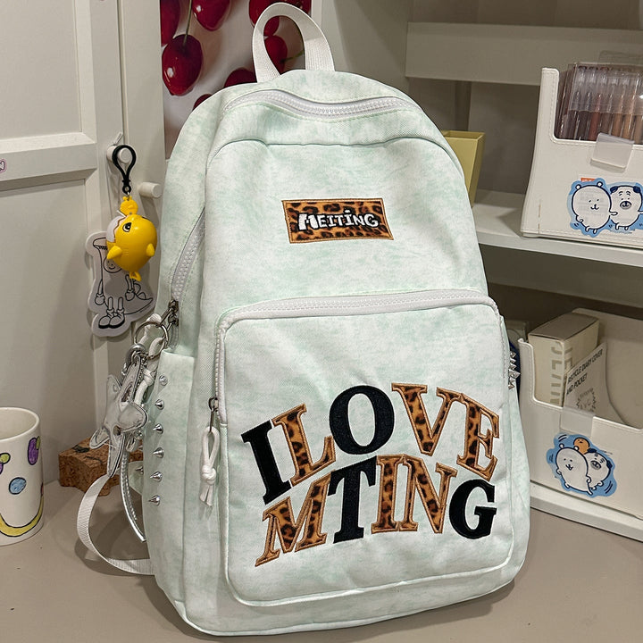 Casual Fashion-Forward Embroidered School Backpack