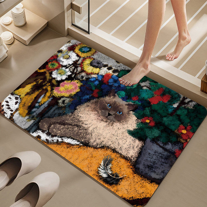 Cartoon Cat-Themed Bath Mat Kalsten