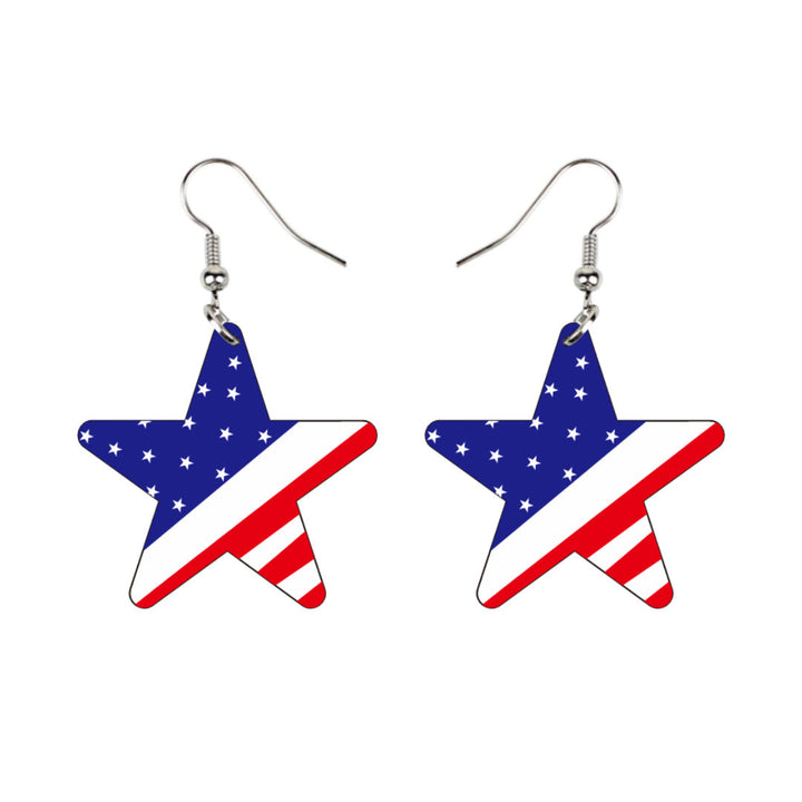 Women's star-shaped earrings with USA flag design made of lightweight acrylic and nickel-free fishhook Kalsten