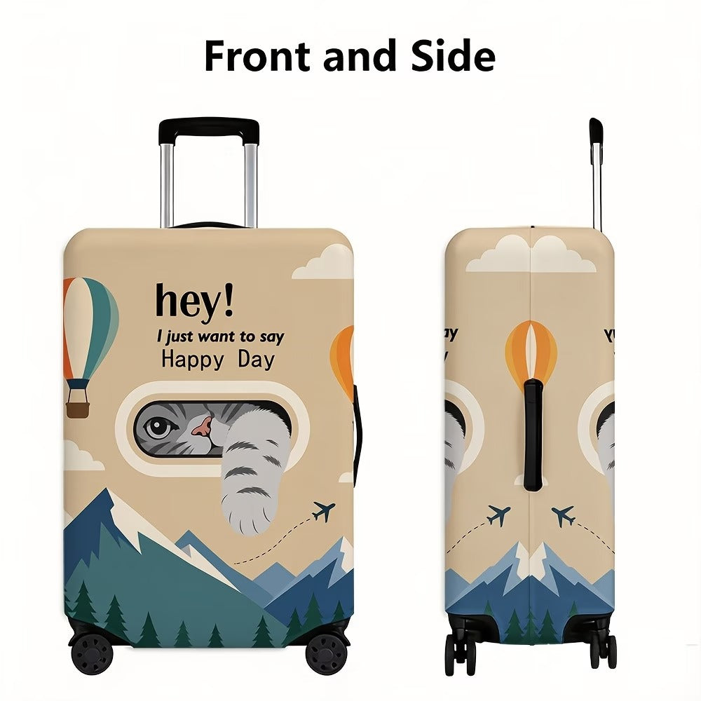 Unisex stretchable suitcase cover with three-dimensional cat window design, scratch-resistant stretch polyester and zipper Kalsten