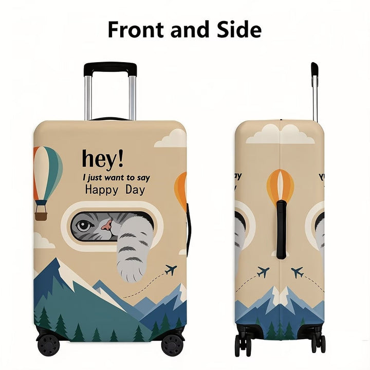 Unisex stretchable suitcase cover with three-dimensional cat window design, scratch-resistant stretch polyester and zipper Kalsten