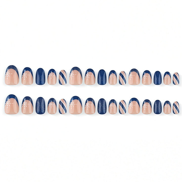 Artificial nails with sparkling blue and floral design Kalsten