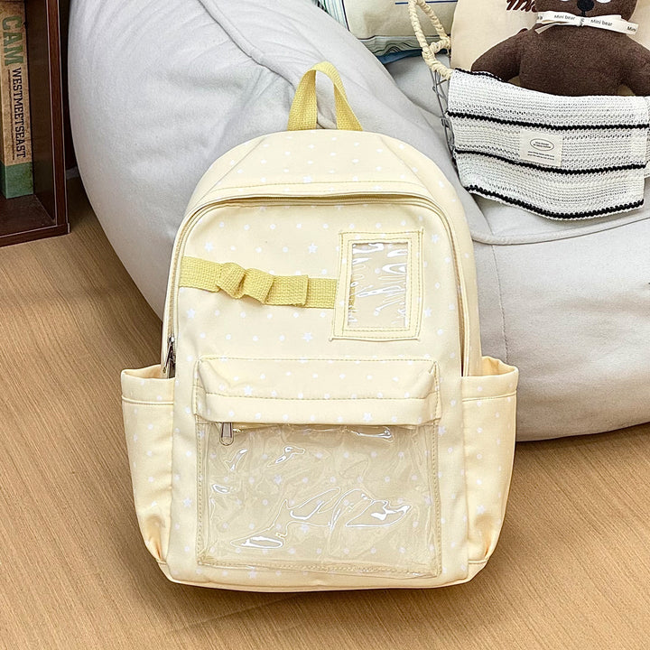 Graphic Print Transparent Pocket School Backpack