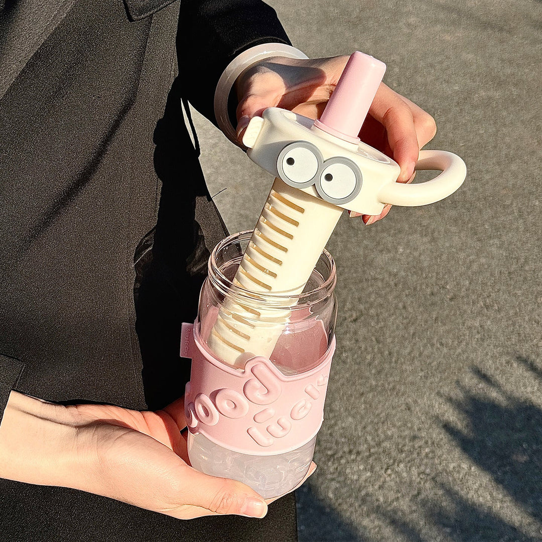Women's water bottle with interactive straw and emotion Kalsten