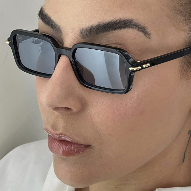 Women's fashionable square sunglasses with stylish plastic frame and blue lenses Kalsten