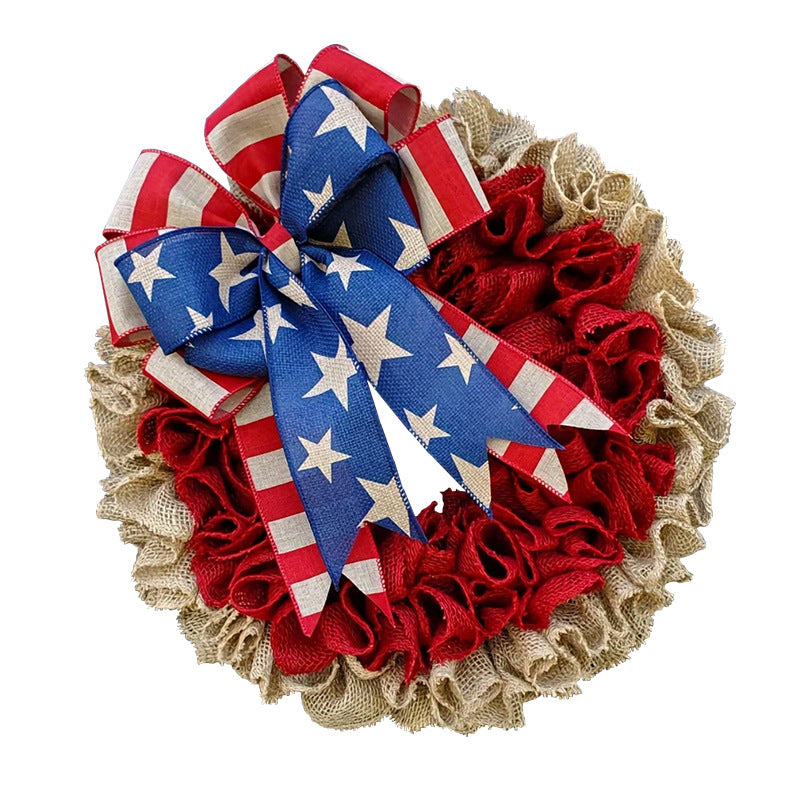 Unisex nan rustic burlap spring wreath with daisy ornament and gingham bow Kalsten