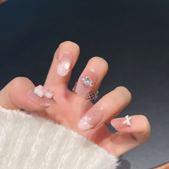 Elegant Decorative Press-On Nail Extensions with Pearls Kalsten