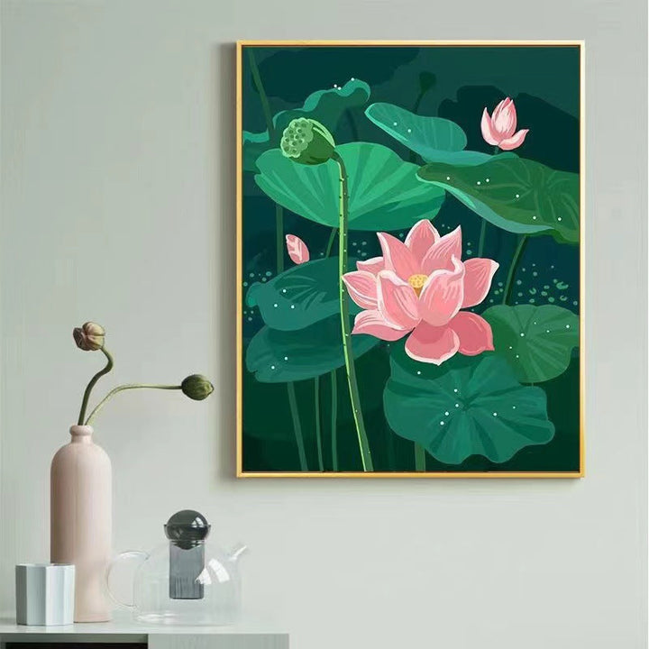 Contemporary Lotus Floral Canvas Art Print Kalsten